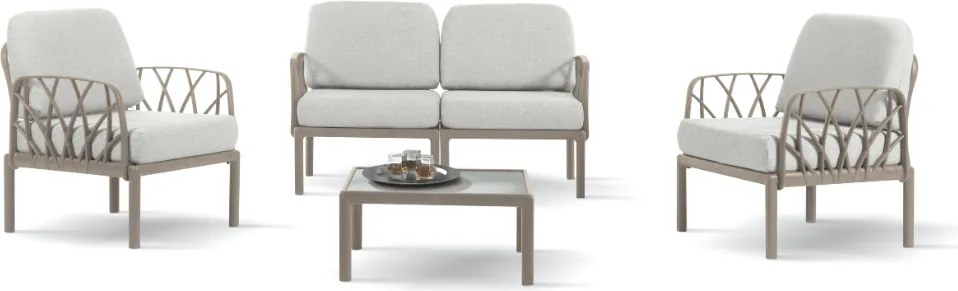 Set terasă Clara, polipropilenă si fibră de sticlă, bej taupe