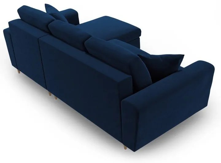 Colțar albastru extensibil, cu spațiu de depozitare cu tapițerie din catifea Kyoto – Cosmopolitan Design