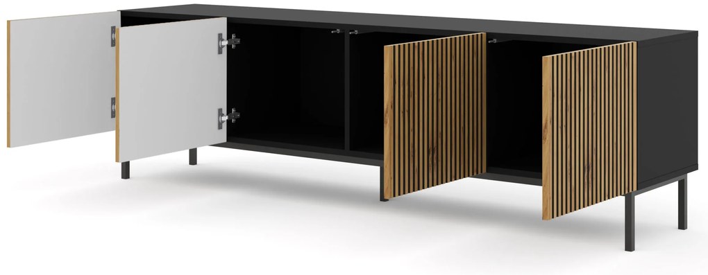 Masă TV F 4D 200 Rowanna (Negru + Stejar artisan). 1125068