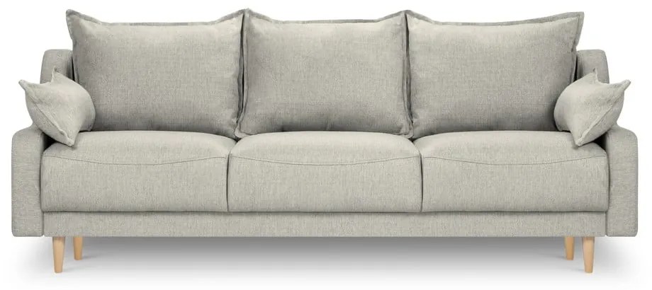 Canapea extensibilă cu spațiu de depozitare Mazzini Sofas Freesia, gri deschis