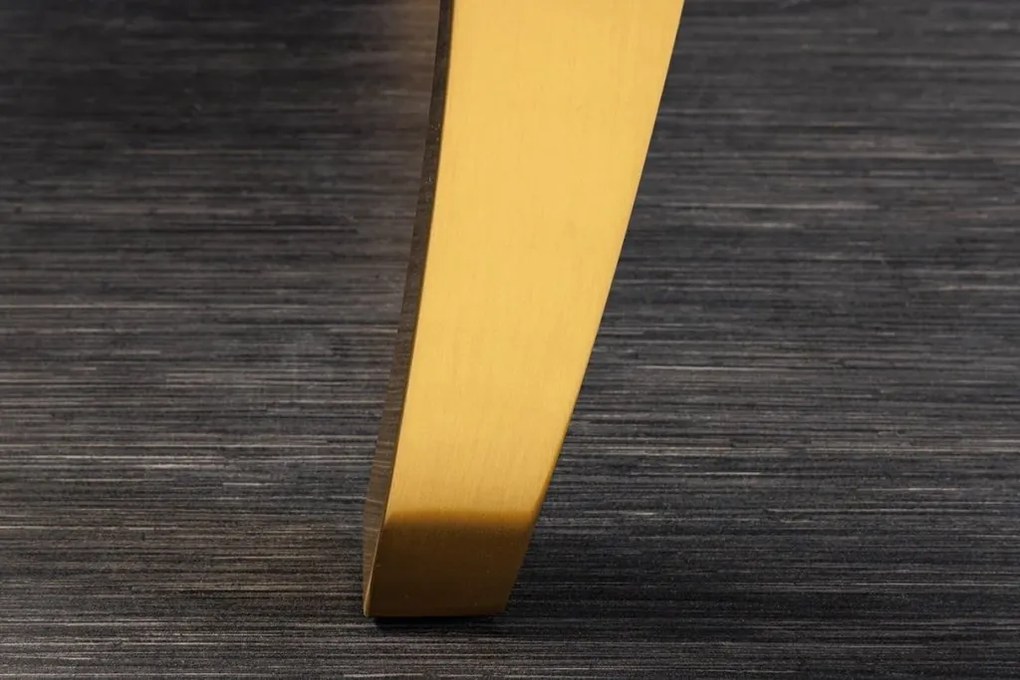 Masa dining, Lemn de Tec, Sticla, Otel Auriu, MODERN BAROCK BARRACUDA 200cm