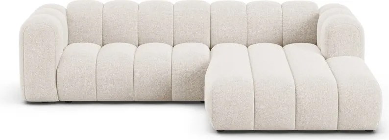 Colțar crem cu tapițerie din chenille (cu colț pe partea dreaptă/cu șezlong) Lupine – Micadoni