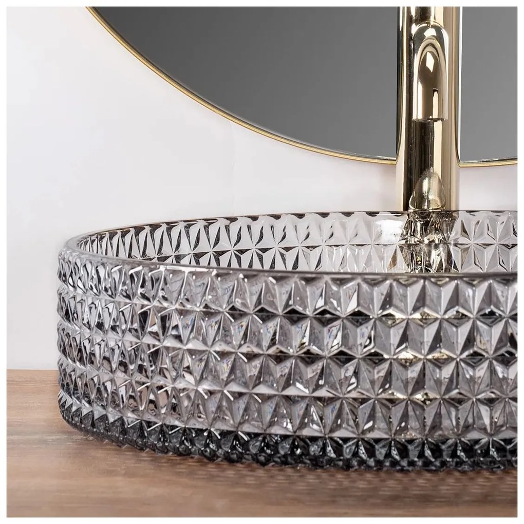 Rea Cristal lavoar 39x39 cm rotund de blat gri piatra REA-U8880
