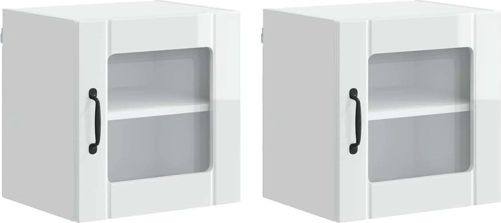 vidaXL Dulap de bucătărie 2 pcs Alb lucios 40 x 31 x 40 cm