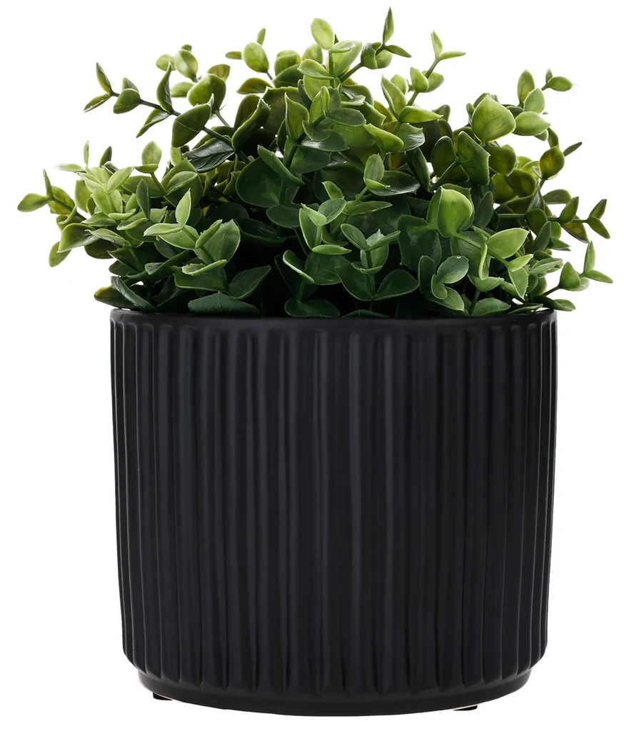 Ghivece de flori din ceramică, set de 2, negru mat, KELSO