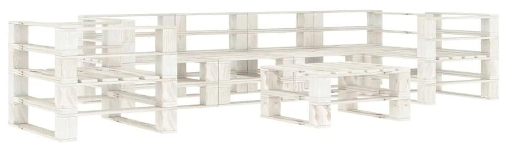 Set mobilier de gradina din paleti, 7 piese, alb, lemn Alb, 1
