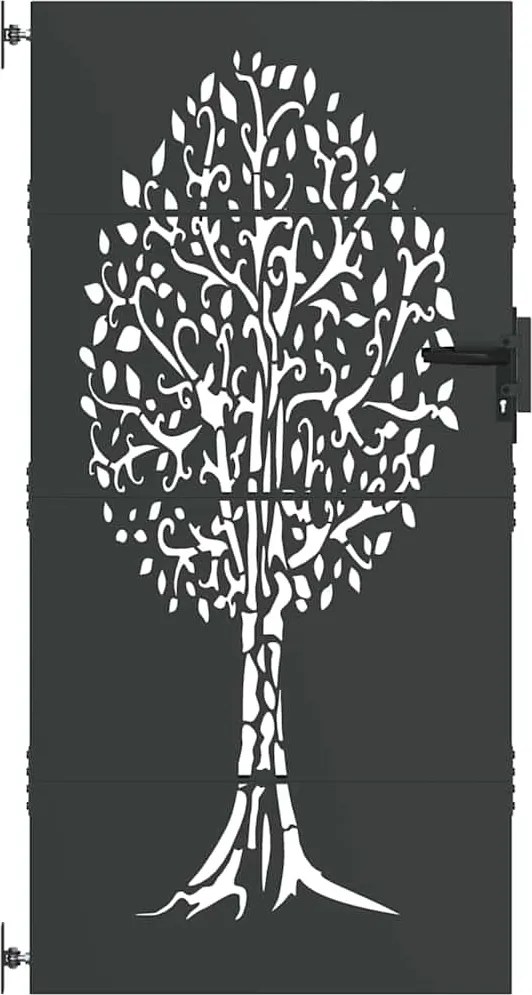 vidaXL Poartă de grădină Negru 85 x 200 cm Oțel vopsit în pulbere