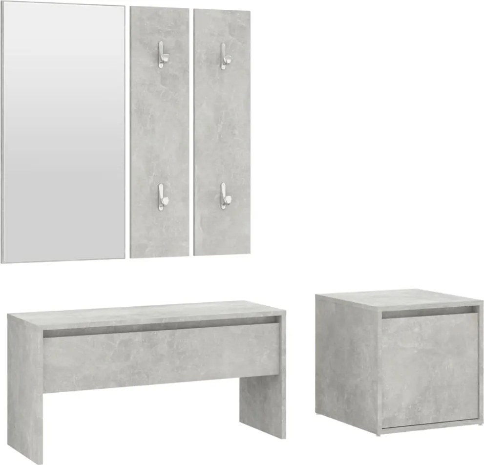 vidaXL Set de mobilier pentru hol, gri beton, lemn prelucrat