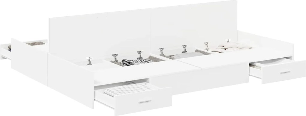 vidaXL Cadru de pat cu depozitare Alb 140 x 190 cm Lemn compozit