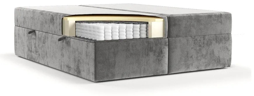 Pat boxspring gri cu spațiu de depozitare 160x200 cm Yoko – Maison de Rêve