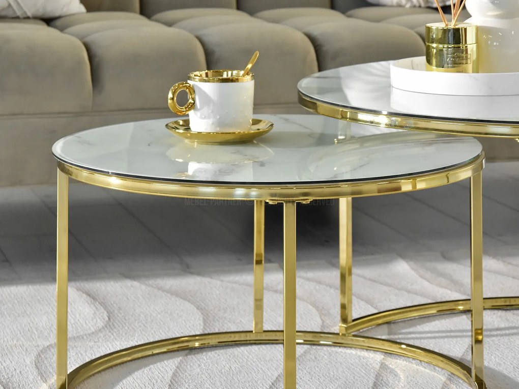 Măsuță de cafea Grande (marmură albă + auriu). 1111614