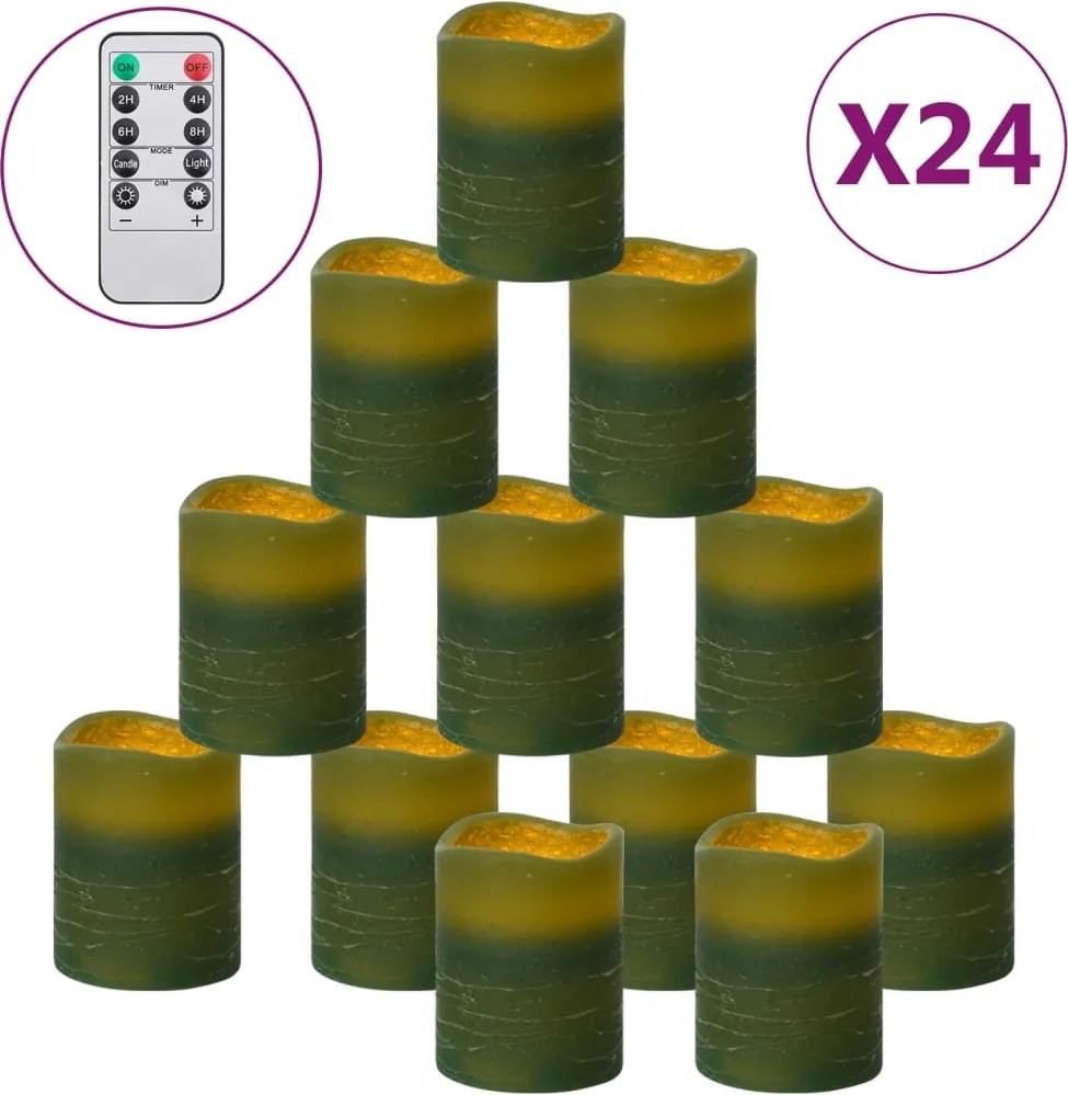 vidaXL Lumânări LED fără flacără cu telecomandă 24 buc. alb cald