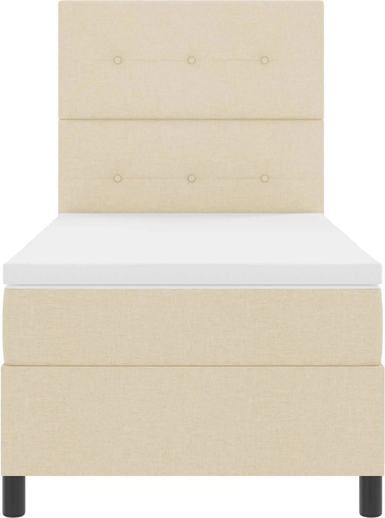 vidaXL Pat cu arcuri cu saltea cu led Crem 80 x 200 cm țesătură