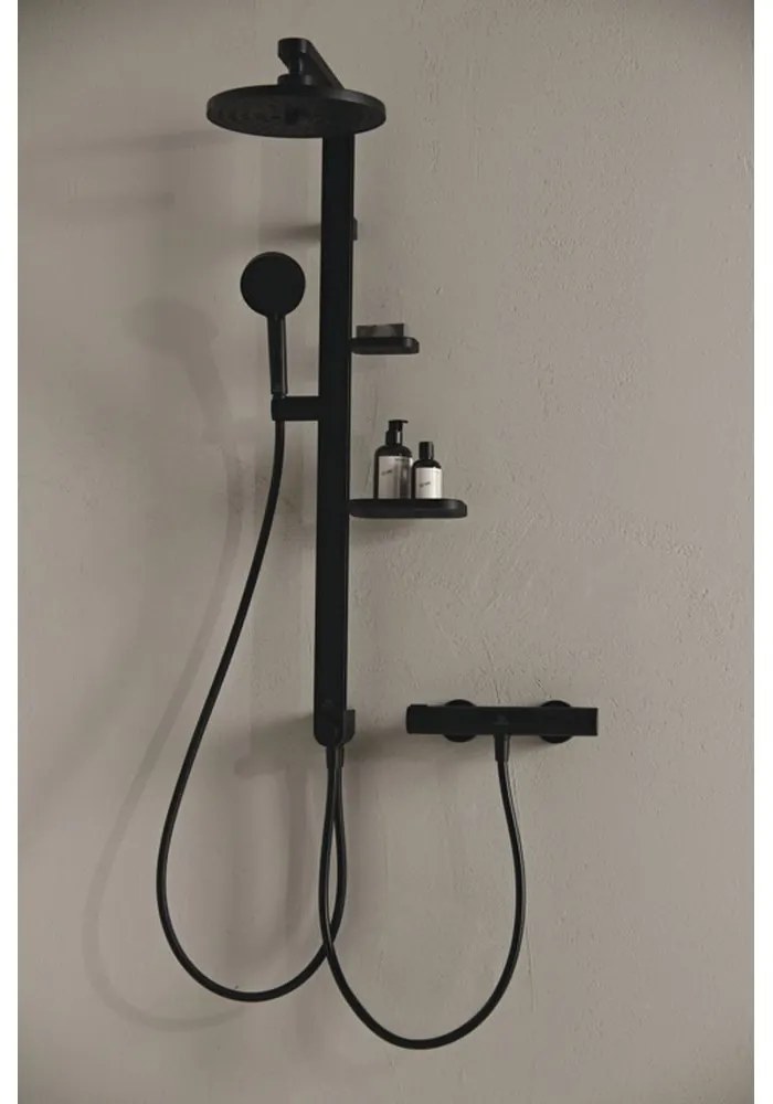 Baterie termostatata de dus, negru matasos Negru mat