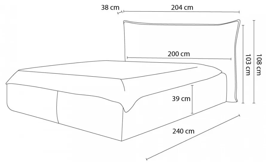 Pat matrimonial 160x200 cm bej tapițat cu spațiu de depozitare cu somieră Jade – Bobochic Paris