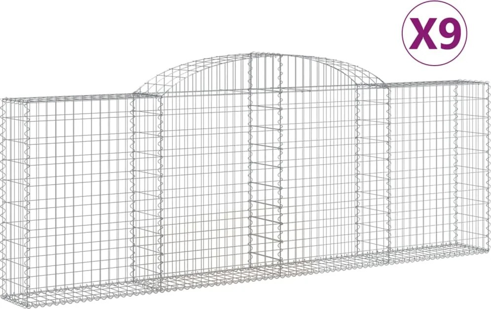 vidaXL Coșuri gabion arcuite 9 buc, 300x30x100/120 cm fier galvanizat