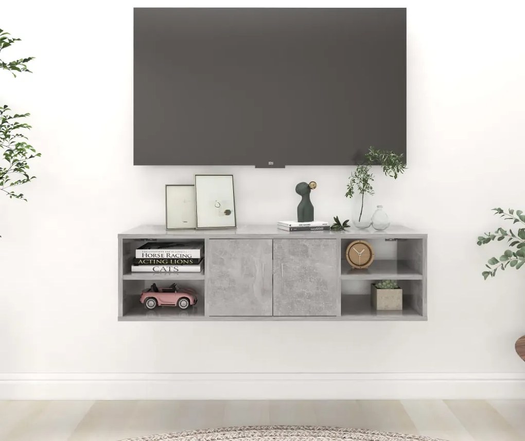 vidaXL Raft de perete, gri beton, 102x30x29 cm, PAL