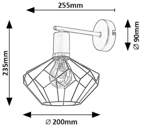 Aplică Rabalux 71064 FRAN 1xE27/40W/230V d. 20 cm negru