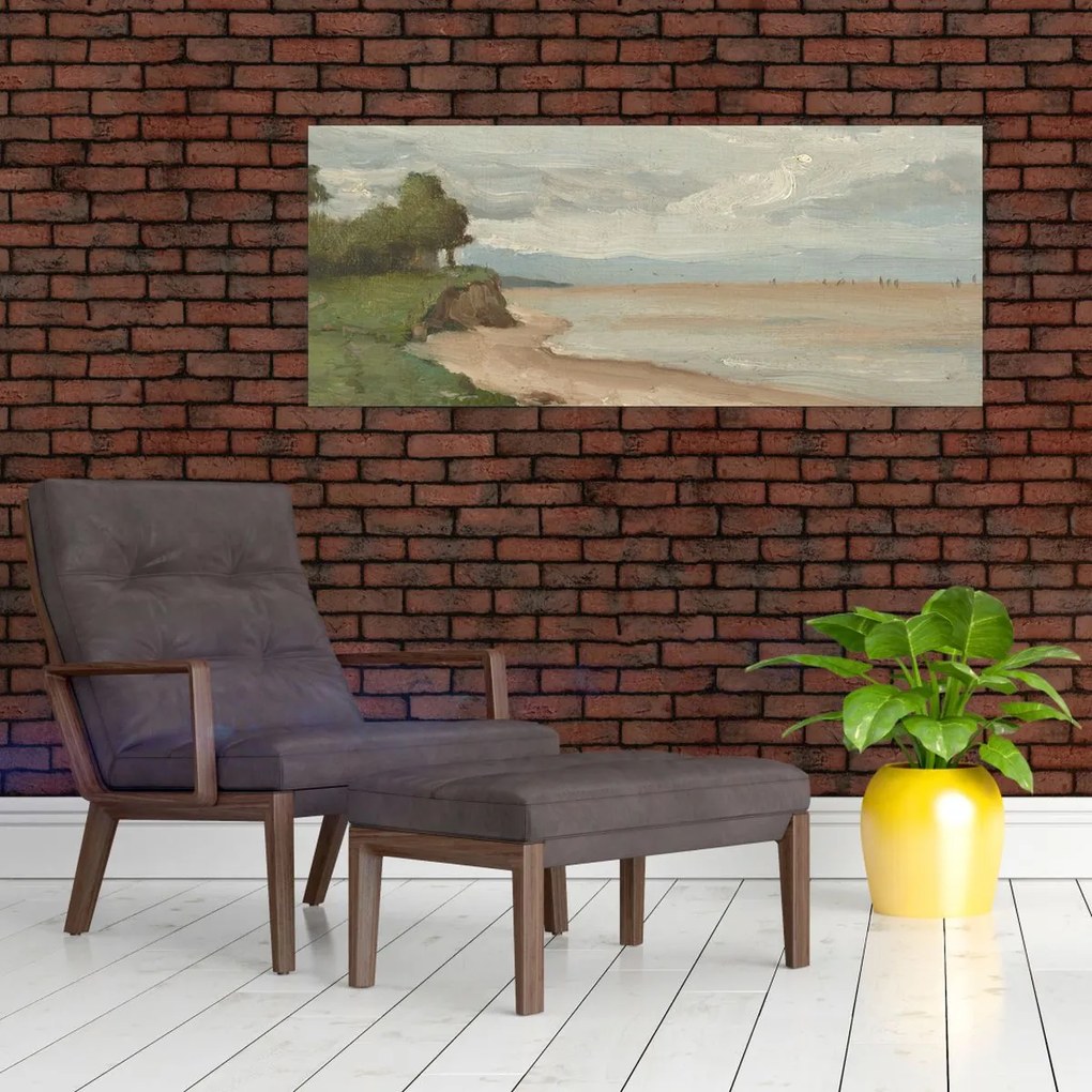 Tablou - Jean-Baptiste-Camille Corot, Beach Near Etretat, reproducere (120x50 cm)