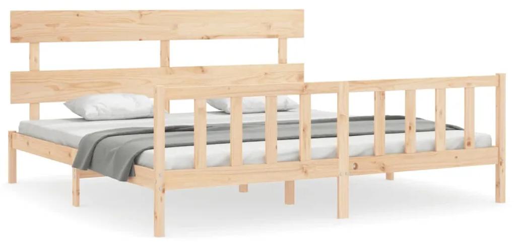 3193291 vidaXL Cadru pat cu tăblie 200x200 cm, lemn masiv de pin