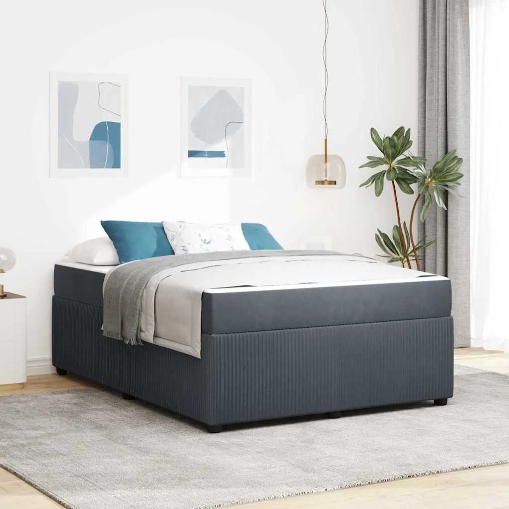 vidaXL Cadru de pat cu saltea Altele Gri închis 160 x 200 cm Catifea