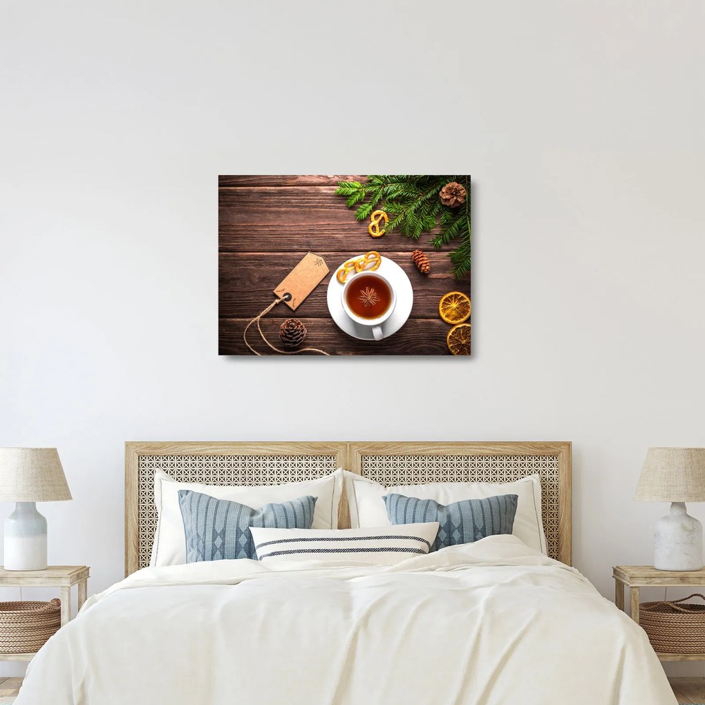 Tablou pe sticlă - ceașca cu decorații (70x50 cm)
