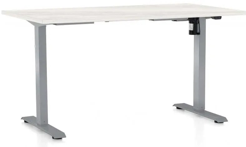 Masă înălțime reglabilă OfficeTech A, 120 x 80 cm, picioare gri, frasin alb