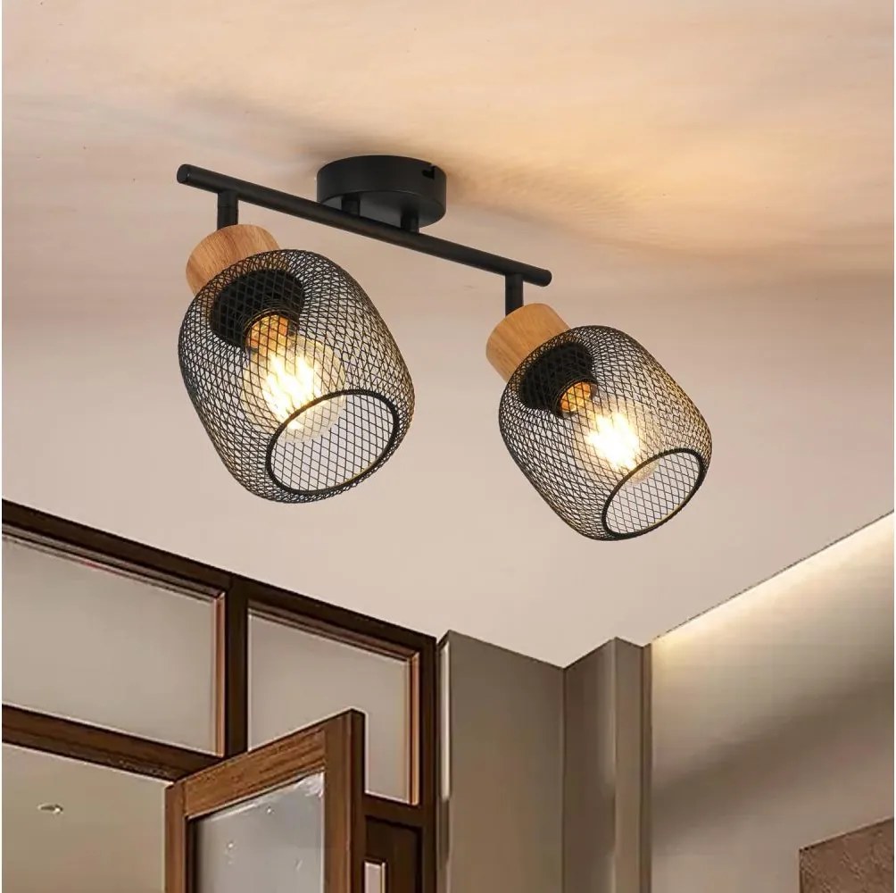 Brilagi - Spot BASKLITE 2x E27, 15W, 230V, lemn/negru