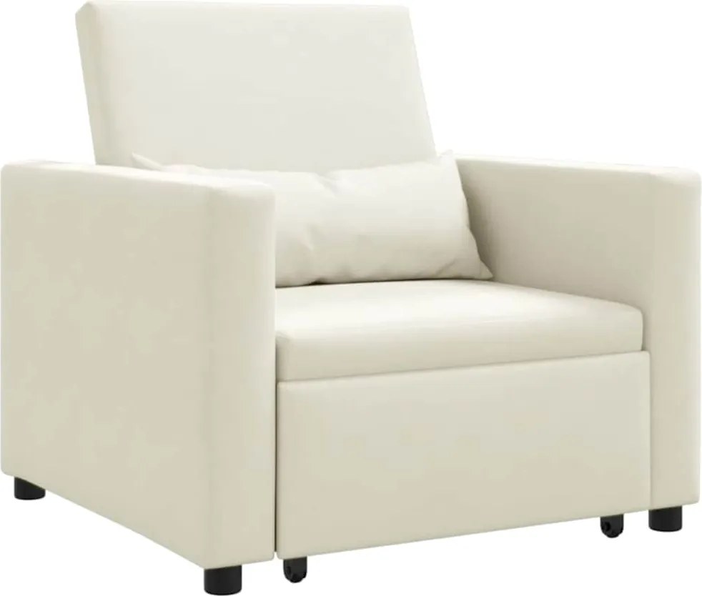 vidaXL Canapea extensibilă single Crem 90 x 165 x 87 cm Catifea