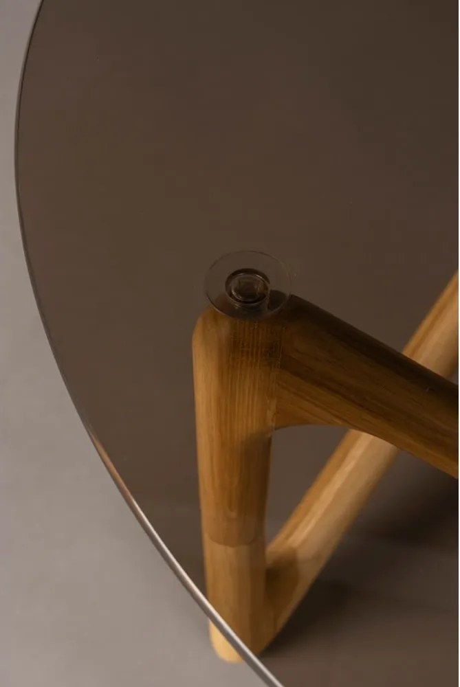 Măsuță de cafea în culoare naturală rotundă cu blat din sticlă ø 80 cm Naia – Dutchbone