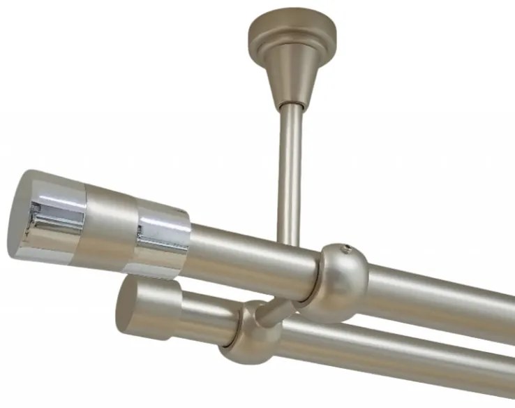 Galerie dubla valeo fara inele prindere tavan 19/19 mm crom mat (Alege marime: 180 cm)
