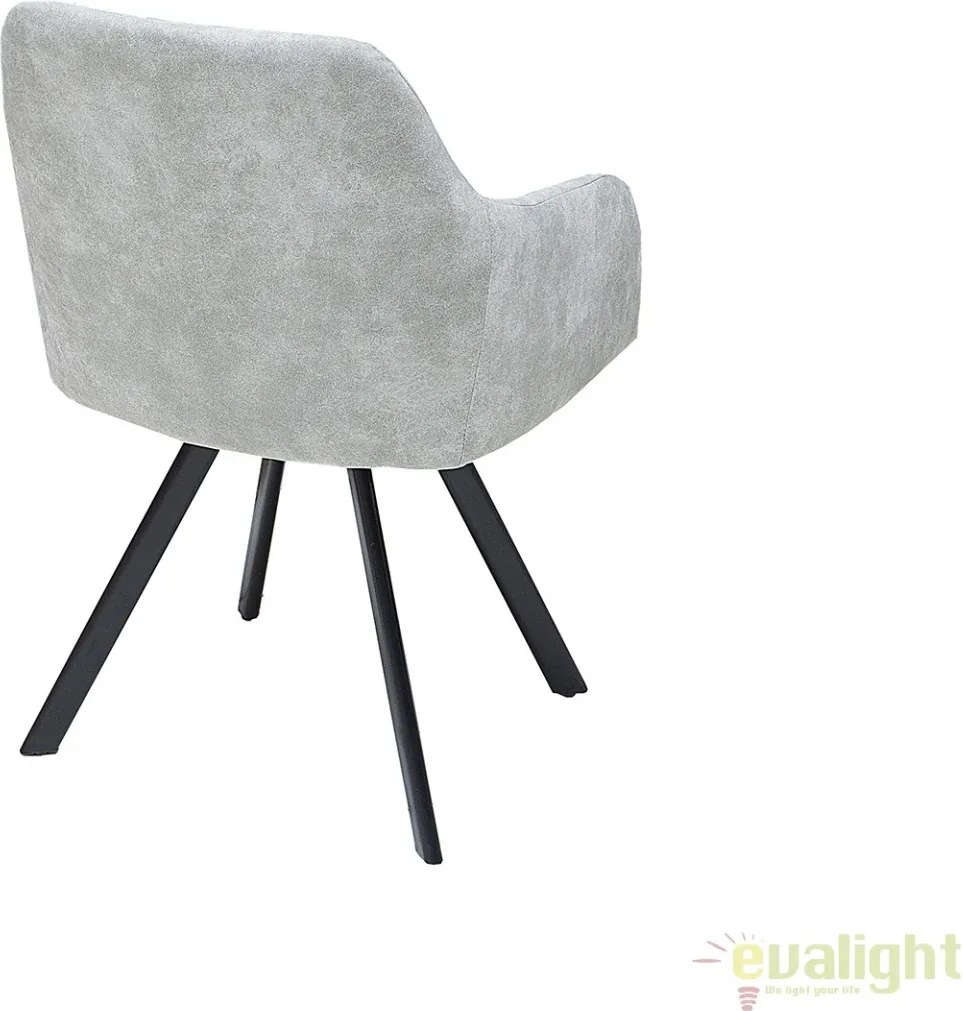 Scaun design industrial vintage cu tapiterie din microfibra, Lucca, gri stone A-38310 VC