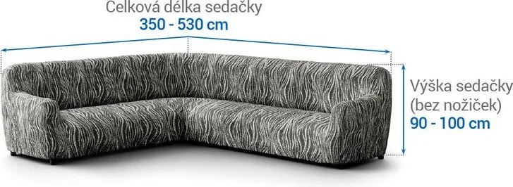 Gaico Huse bielastice UNIVERSO NOU dungi alb-negru colțar (l. 350 - 530 cm)