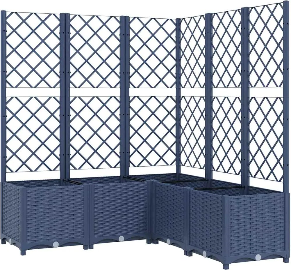 vidaXL Jardinieră de grădină cu spalier,albastru gri, 120x120x136 cm, PP