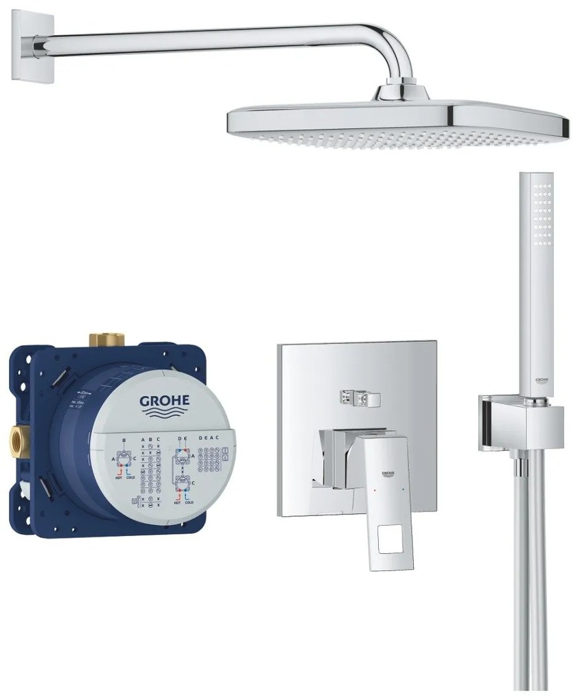 Sistem dus Grohe Eurocube Perfect, incastrat, palarie dus fix 250 mm, 1 pulverizare, crom-25239000