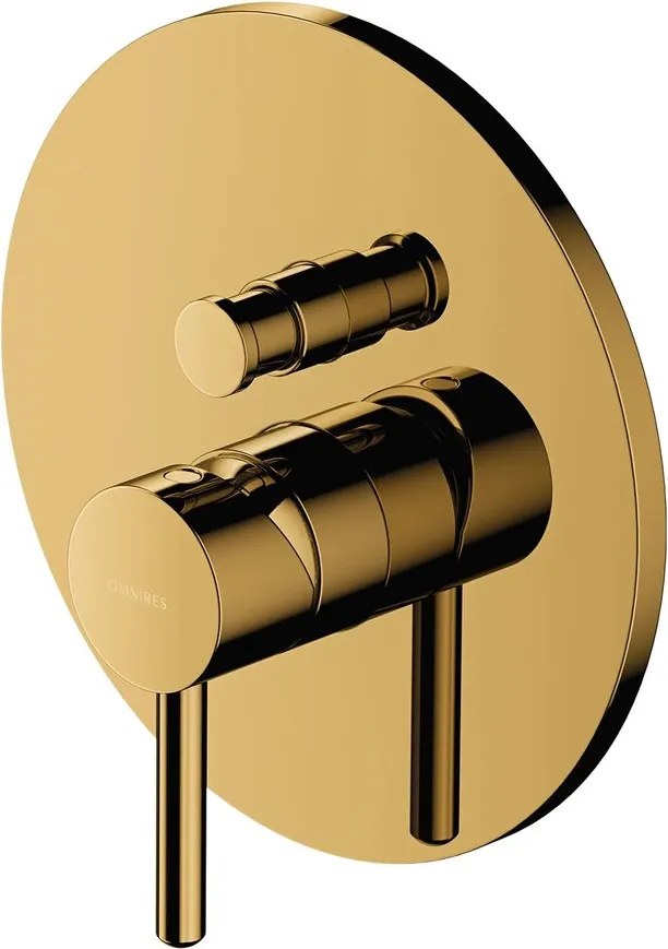 Baterie cada-dus incastrata Omnires Y finisaj auriu lucios fara corp ingropat