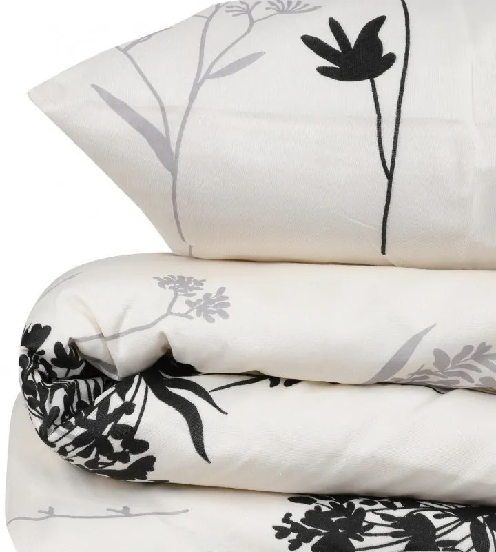 Set dormitor Eponj Home 143EPJ1451, 65% bumbac, 35% poliester, 4 bucăți, Husă 200x220 cm, Cearșaf 220x240 cm, față de pernă 50x70 cm, Bej/gri
