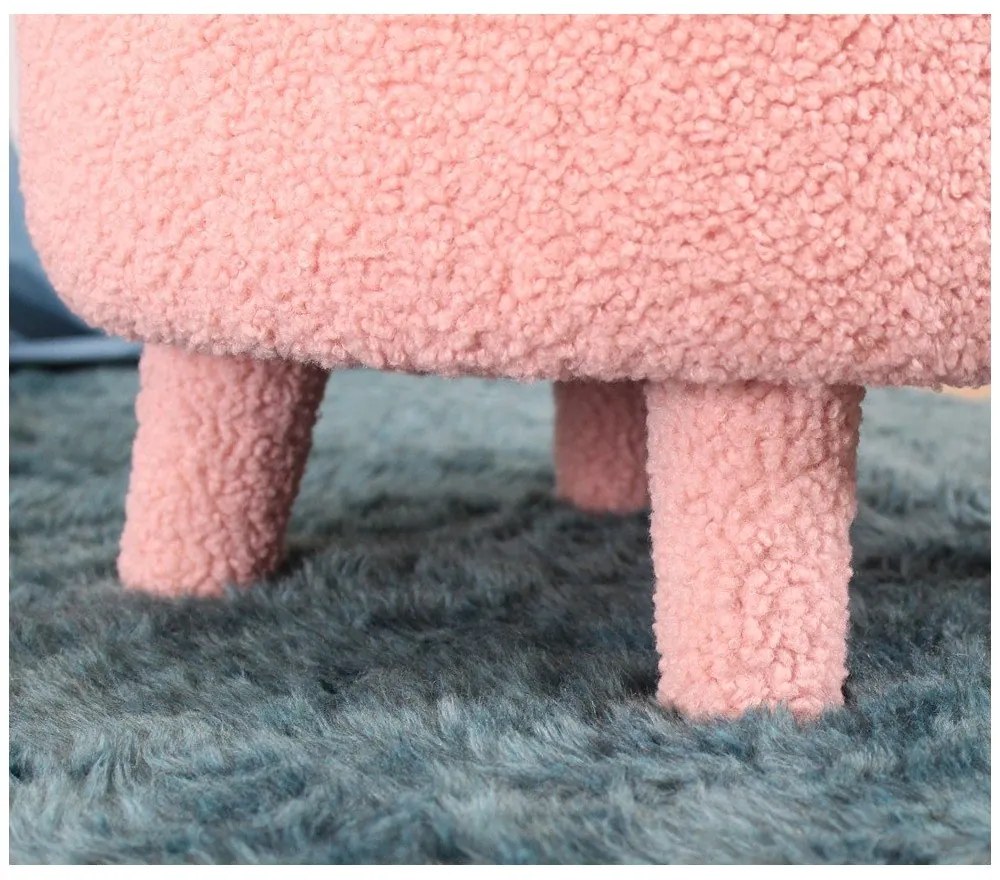 Fotoliu pentru copii roz deschis cu tapițerie din stofă bouclé Moouv – Artie