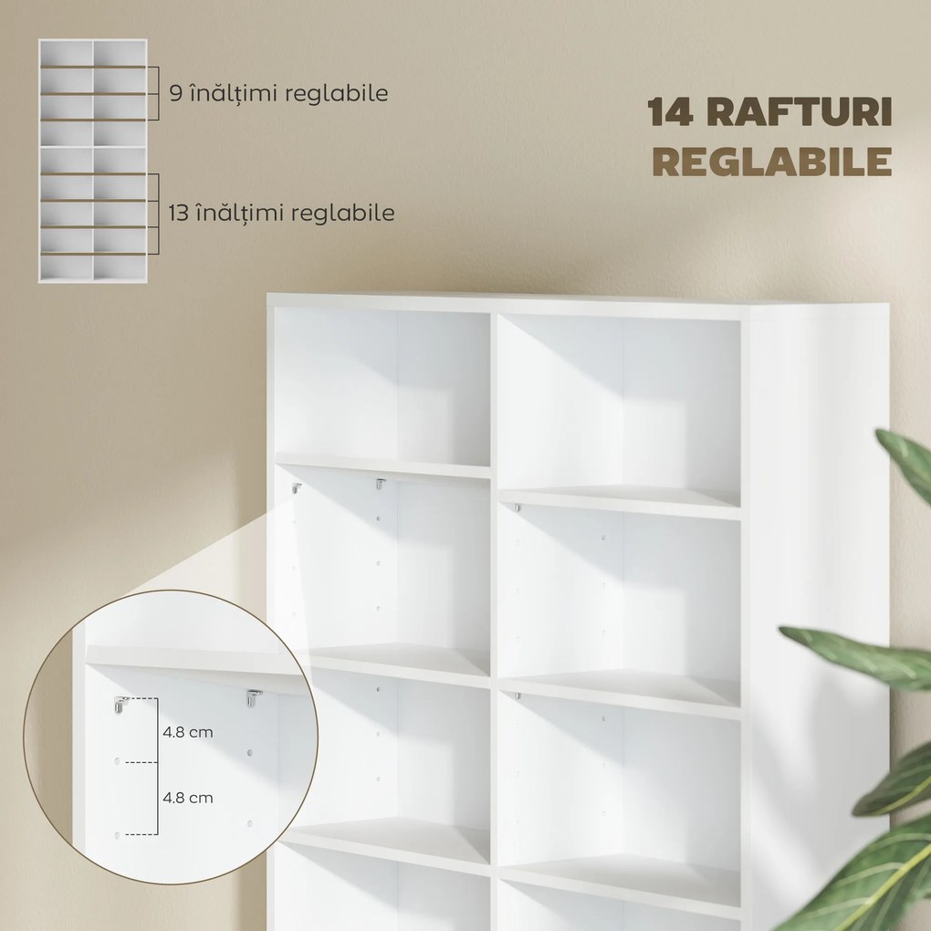 HOMCOM Unitate de depozitare pentru 640 CD-uri/360 DVD-uri/430 Blu-ray - Alb | Aosom Romania