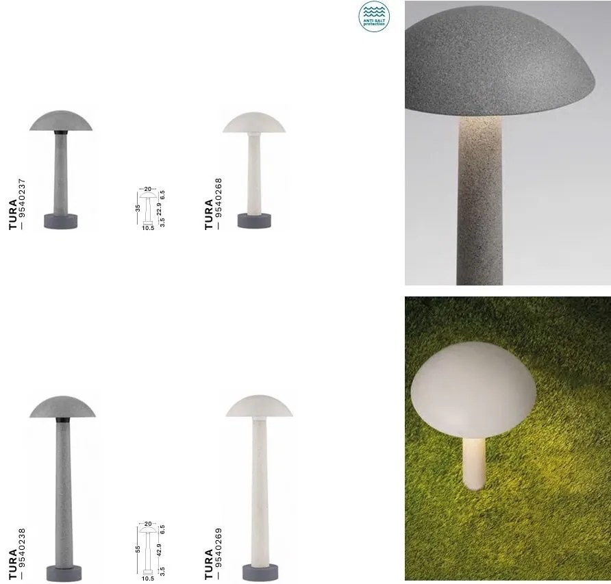 Stalp LED din ciment alb pentru exterior IP65 Tura H-55cm