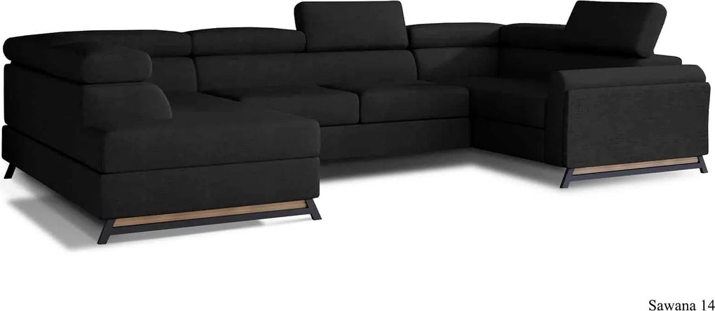 Colțar lemn masiv Formă U Extensibil Amira Personalizabil, 336 × 200 × 92 cm