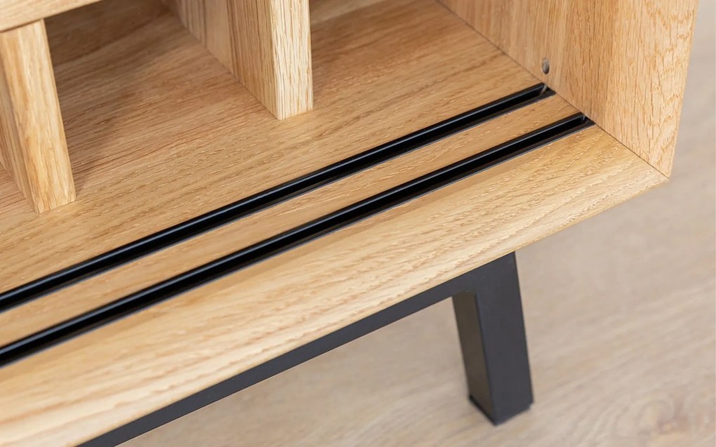 Comodă stejar masiv Bar Madison și Sticlă, 101 × 45 × 101 cm