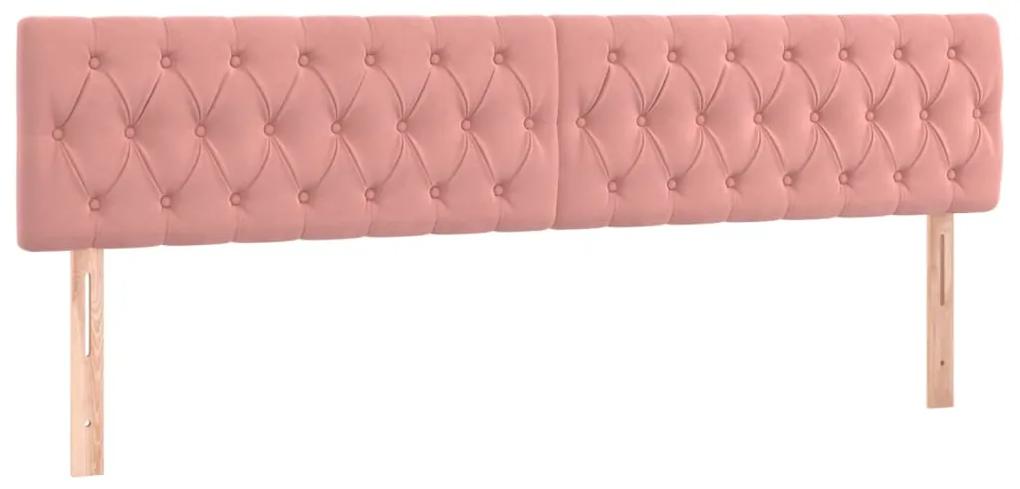 346395 vidaXL Tăblii de pat, 2 buc, roz, 100x7x78/88 cm, catifea