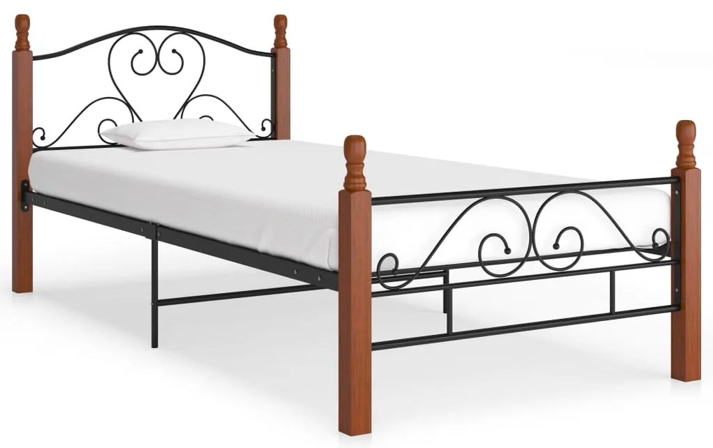 vidaXL Cadru de pat, negru, 90x200 cm, metal