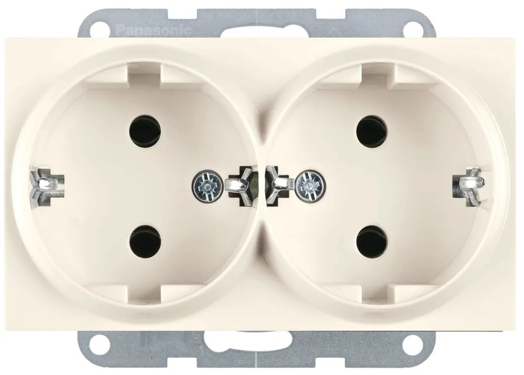 Priza dubla cu impamantare 16A, IP20, Bej, Panasonic Karre Plus 55