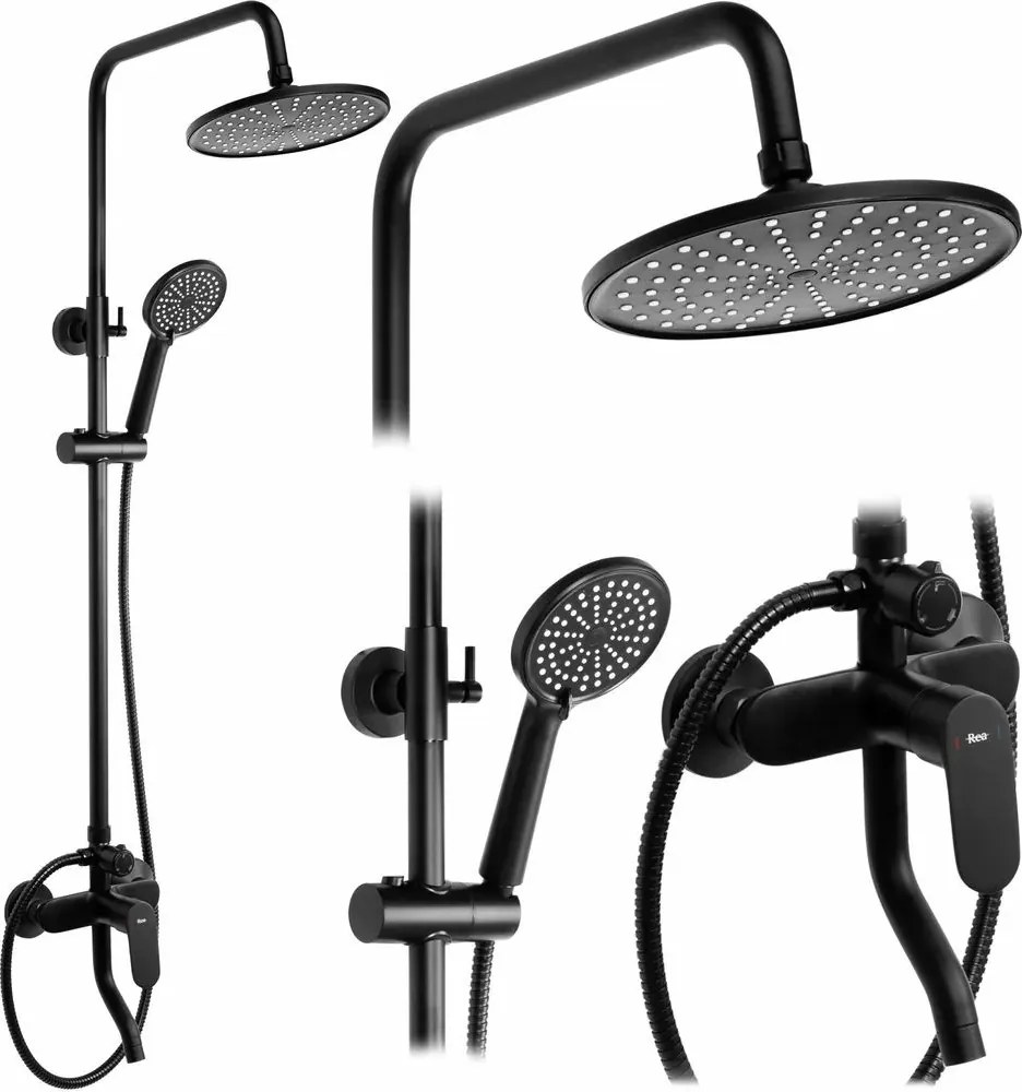 Coloana de dus cu baterie monocomanda negru mat Rea Salton