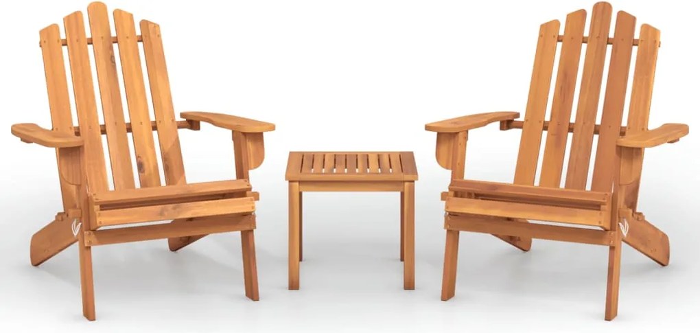 vidaXL Set mobilier de grădină Adirondack, 3 piese, lemn masiv acacia