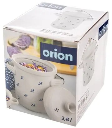 Oală ceramică pentru murături Orion 2,8 l,  alb-albastru