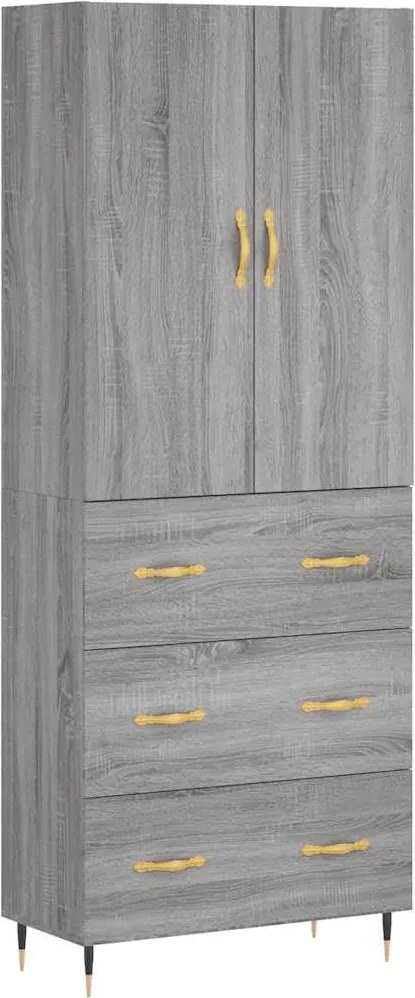 vidaXL Dulap înalt, gri sonoma, 69,5x34x180 cm, lemn compozit