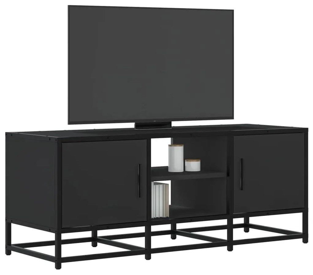 848834 vidaXL Dulap TV, negru, 100x35x41 cm, lemn prelucrat și metal